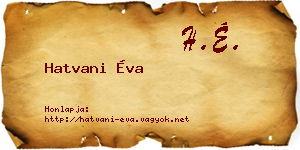 Hatvani Éva névjegykártya